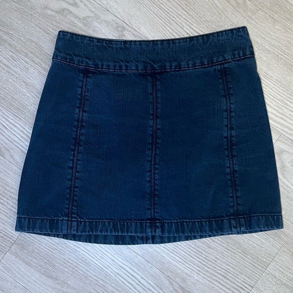 FREE PEOPLE Black Denim Mini Skirt